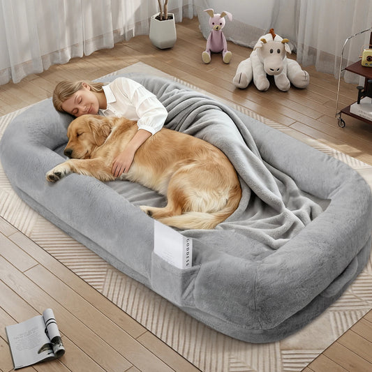 Orthopedic Human Dog Bed With Removable Faux Fur Cover