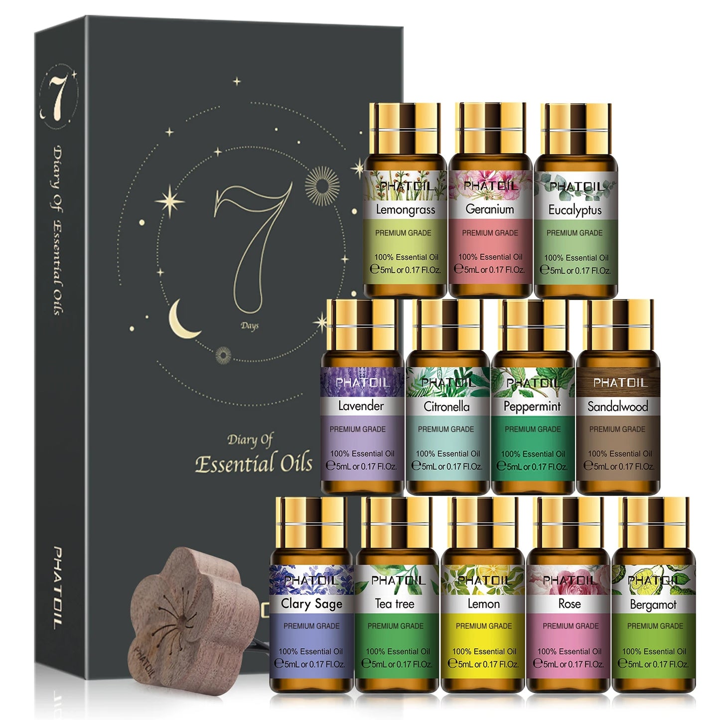 PHATOIL Essential Oils Gift Set Lavender Lemongrass Tea Tree Citronella