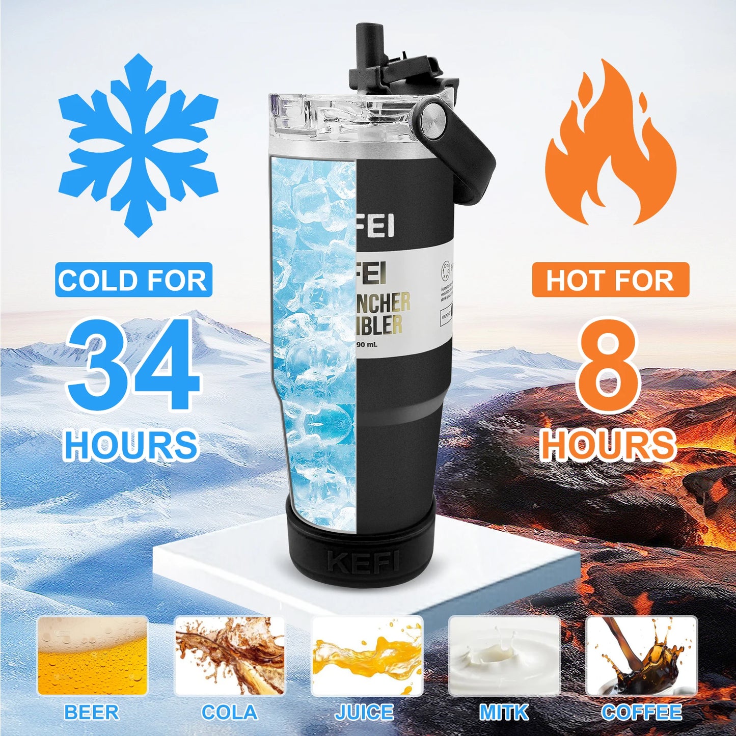30 Ounce Double Wall Stainless Steel Insulated Tumbler With Lid And Straw