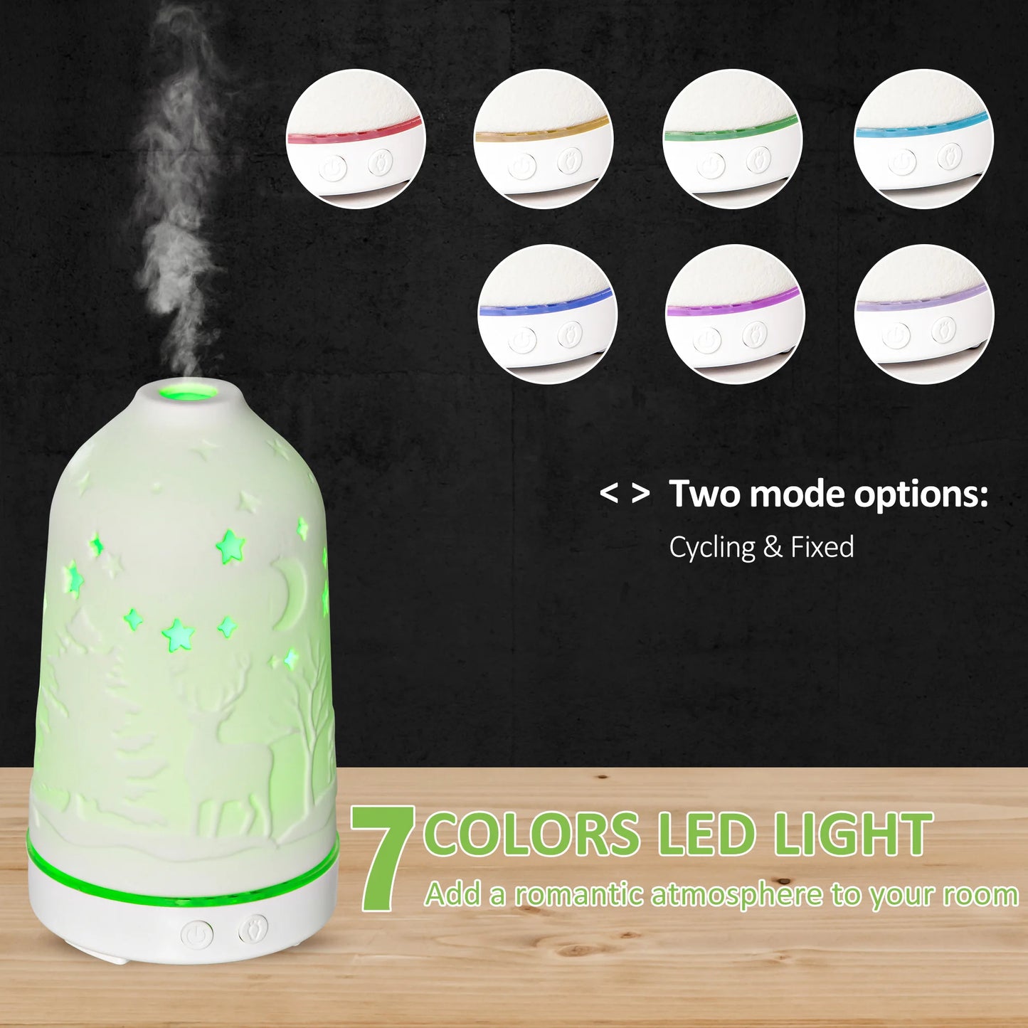 Ultrasonic Aromatherapy Diffuser Humidifier With Waterless Auto Off LED Lights