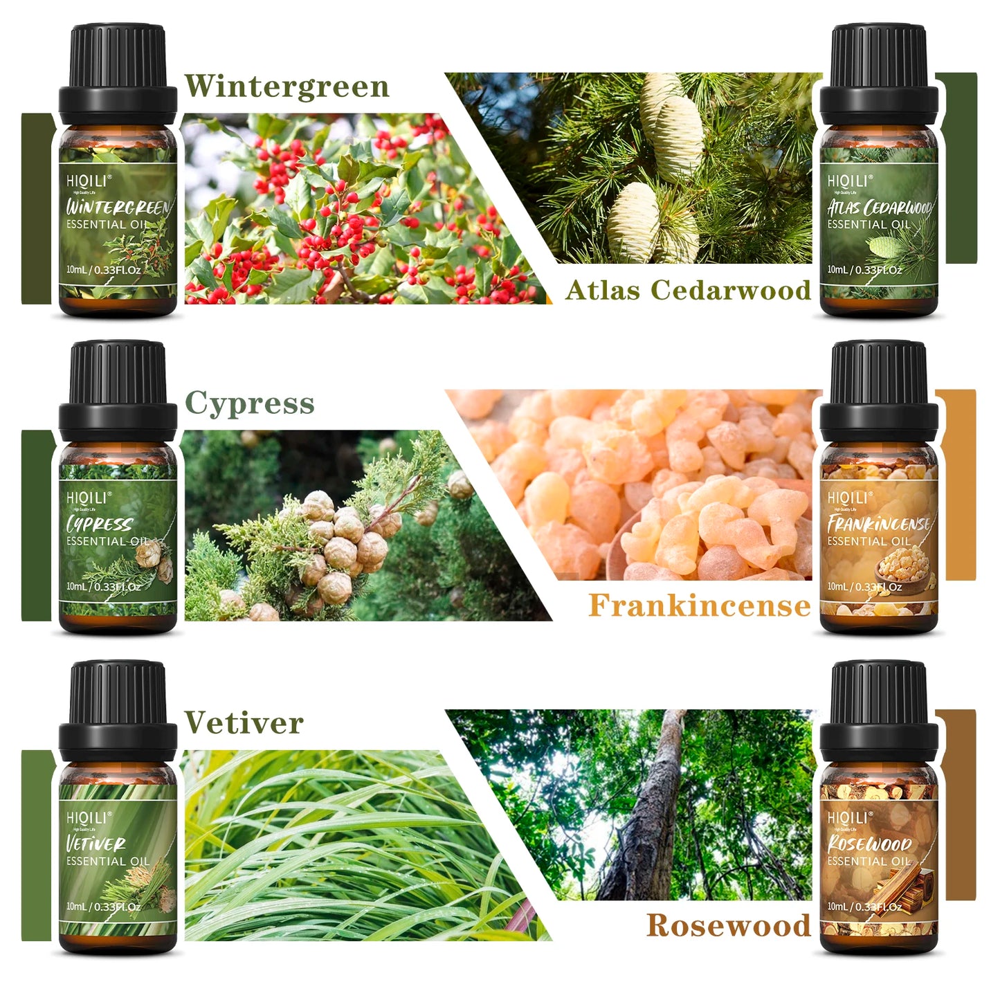 HIQILI Woody Fragrance Oils Gift Set Six Pieces For Diffusers
