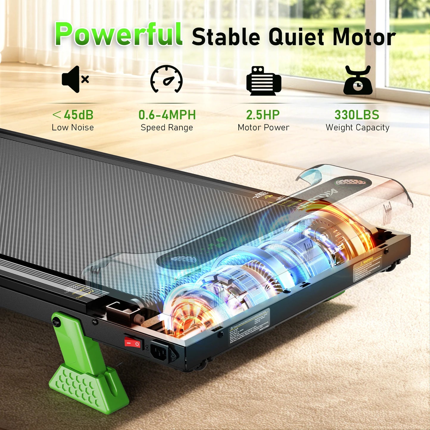 Akluer Walking Pad Under Desk Treadmill With Incline 2.5HP 300Lbs
