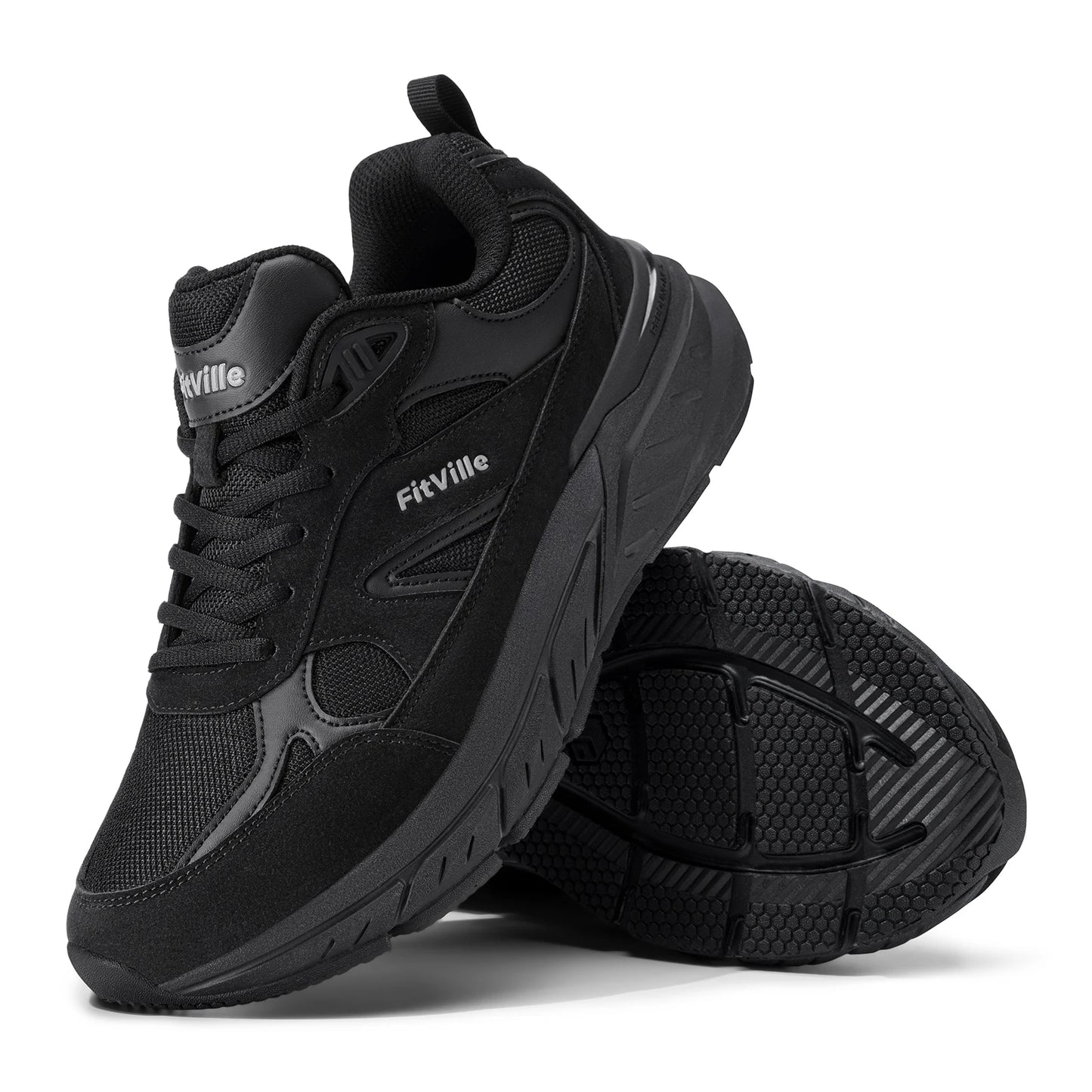 FitVille Newest Walking Shoes for Men Wide Width Sneakers with Arch Support for Flat Feet Heel Pain Relief Plantar Fasciitis