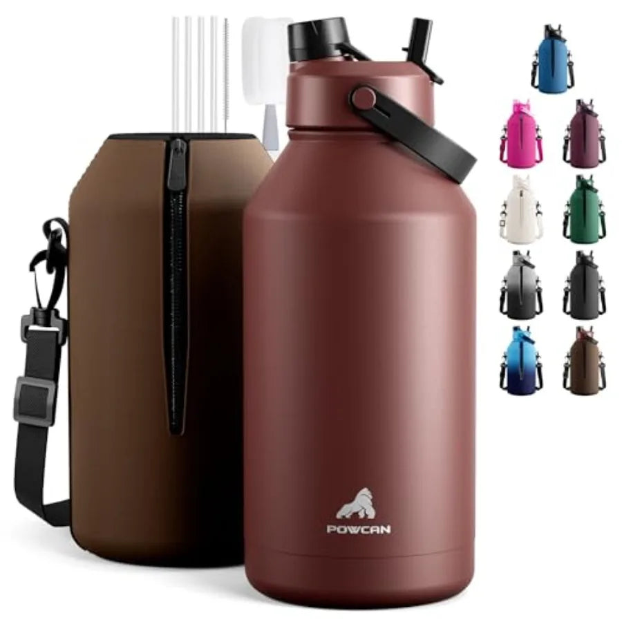 Leakproof Insulated Water Bottle With Straw Spout Lid