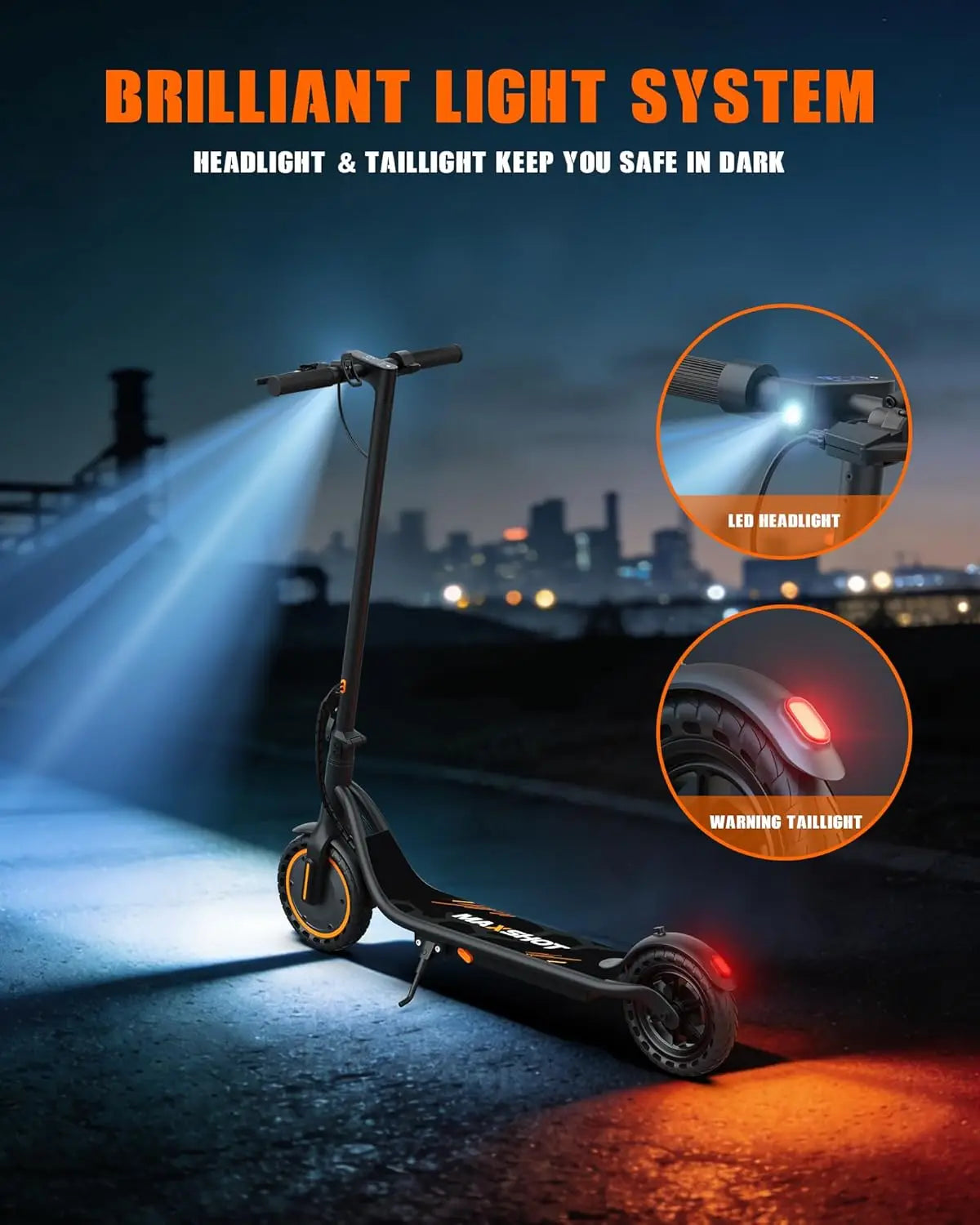 Maxshot Electric Scooter 350W Foldable With App Smart Control 4 Speed Modes