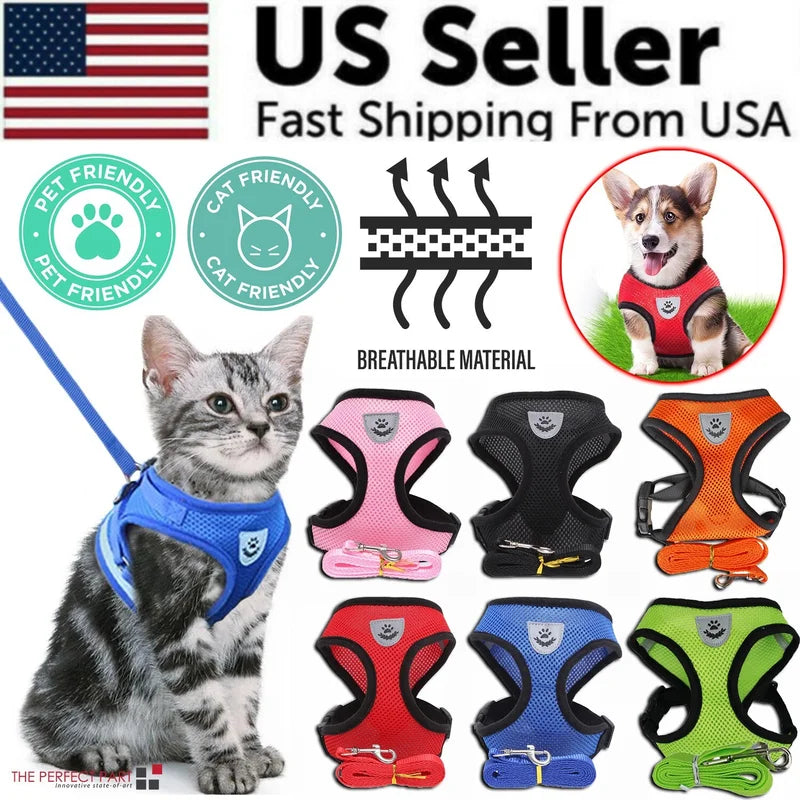 Adjustable Reflective Dog Harness With Leash
