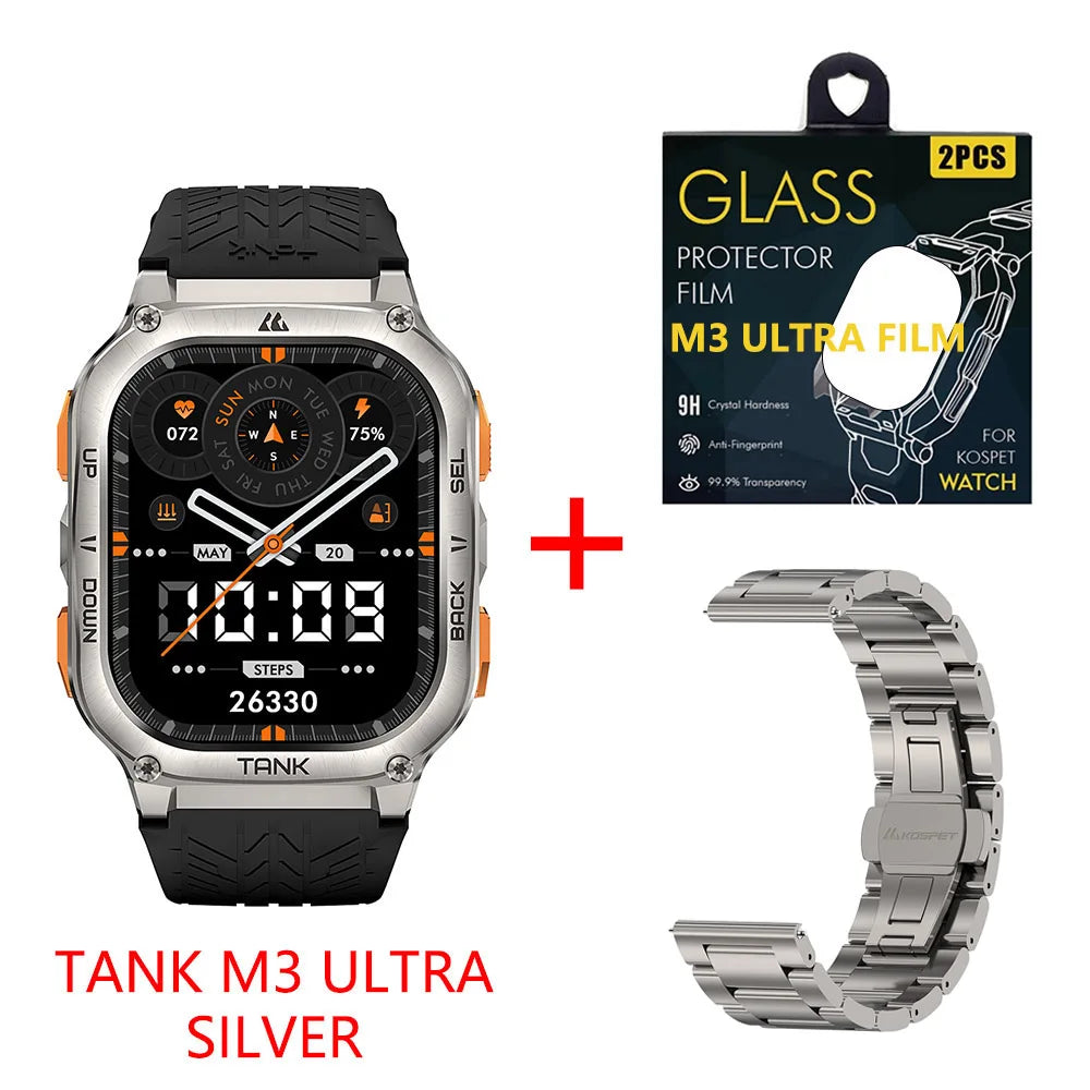 KOSPET Tank M3 Ultra GPS Smartwatch 5ATM IP69K Waterproof Health Monitor
