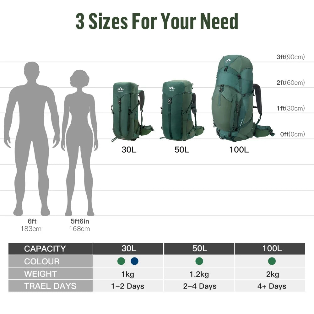 Night Cat Nylon Internal Frame Hiking Backpack With Rain Cover