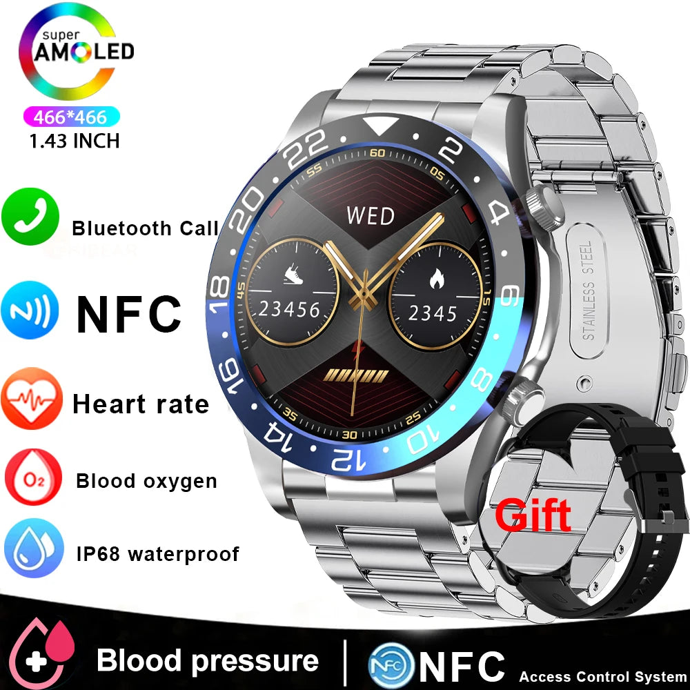 Smart Watch Men With AMOLED Screen Bluetooth Call Heart Rate