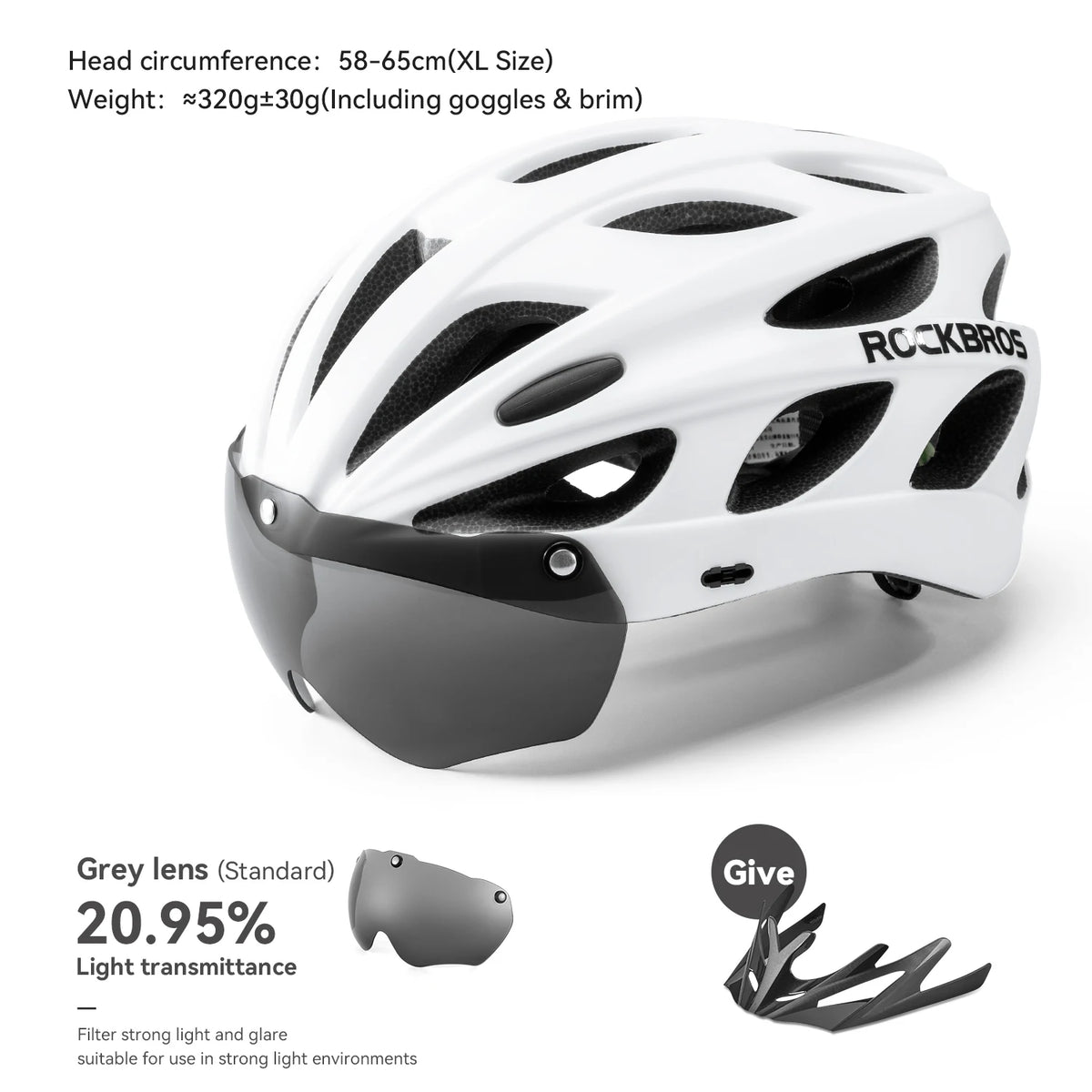 Rocbros Lightweight Integrated Cycling Helmet With Goggles For Men And Women