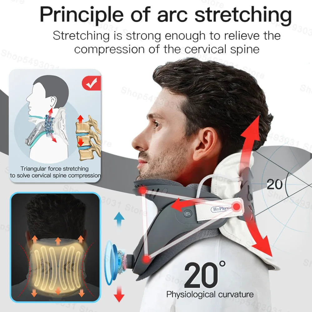 Adjustable Cervical Neck Traction Device with Support and Stretcher