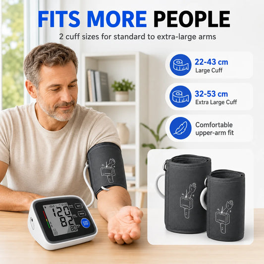 Automatic Upper Arm Blood Pressure Monitor With Dual Cuffs Memory