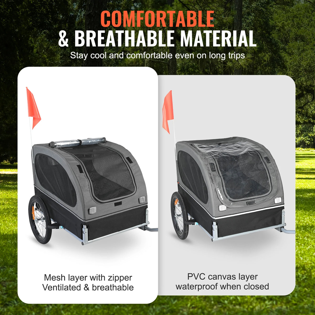 SucceBuy Collapsible Pet Dog Bike Trailer Carrier Reflectors Flag Wheels