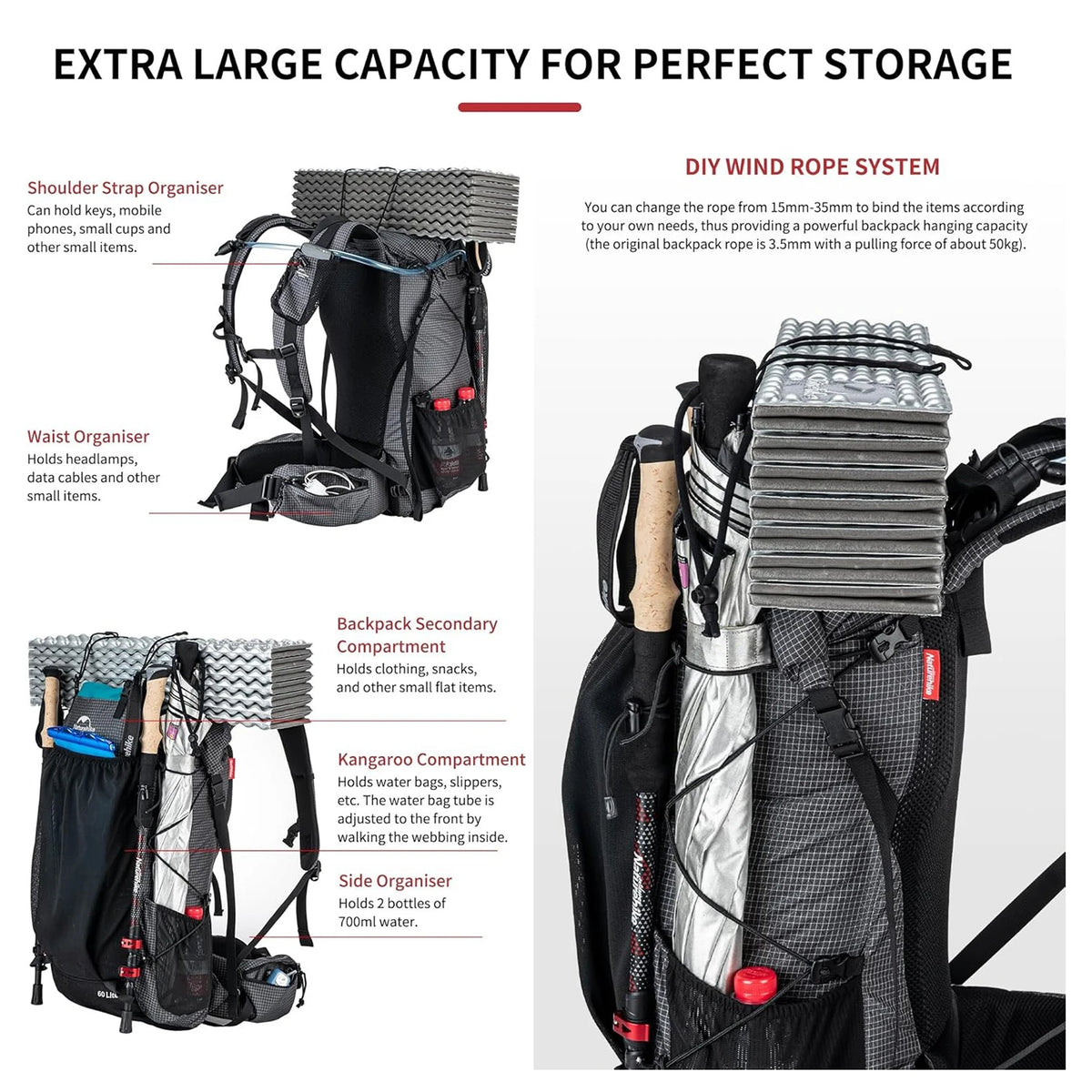 Naturehike Waterproof Hiking Backpack With Rain Cover