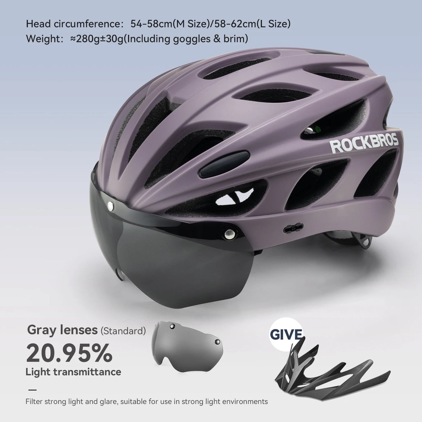Rocbros Lightweight Integrated Cycling Helmet With Goggles For Men And Women