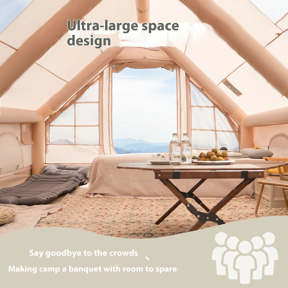Pakicetus Inflatable Camping Tents For Adults With Stove Plug