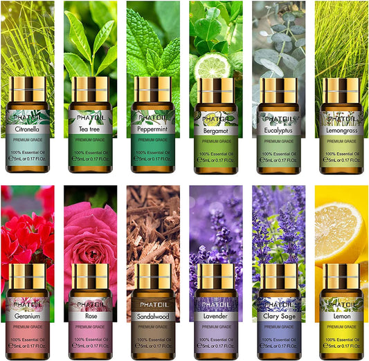 PHATOIL Essential Oils Gift Set Lavender Lemongrass Tea Tree Citronella