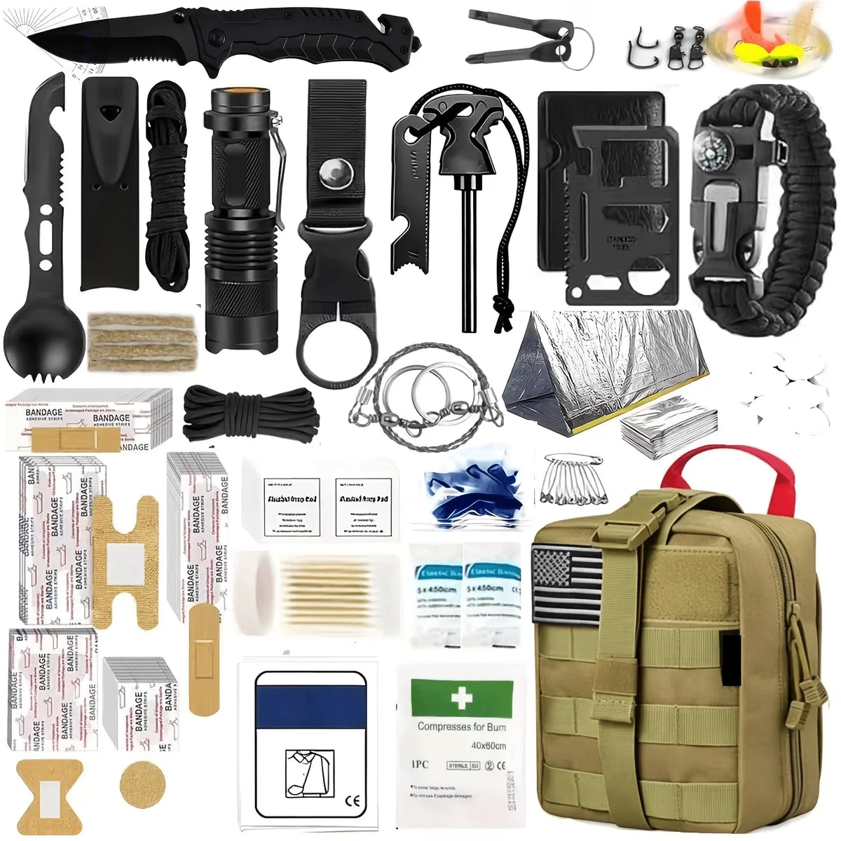 Professional Survival Outdoor Gear Set With Fire Starters