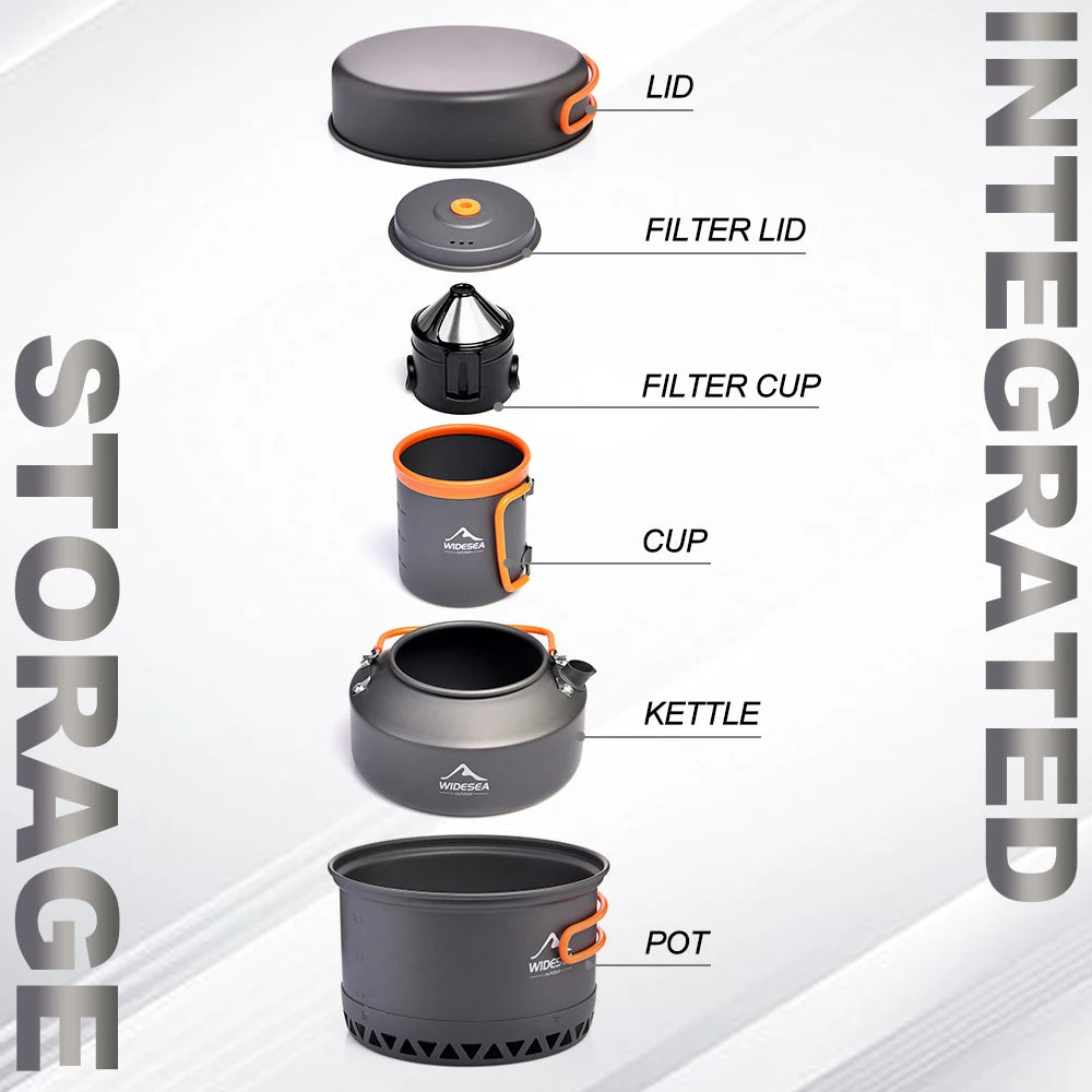 Widesea Outdoor Camping Cookware Set With Pots And Kettle