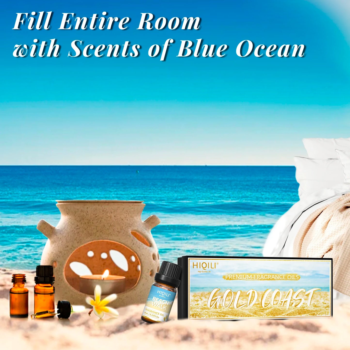 HIQILI Gold Coast Six Piece Fragrance Oils Gift Set For Aromatherapy Diffusers