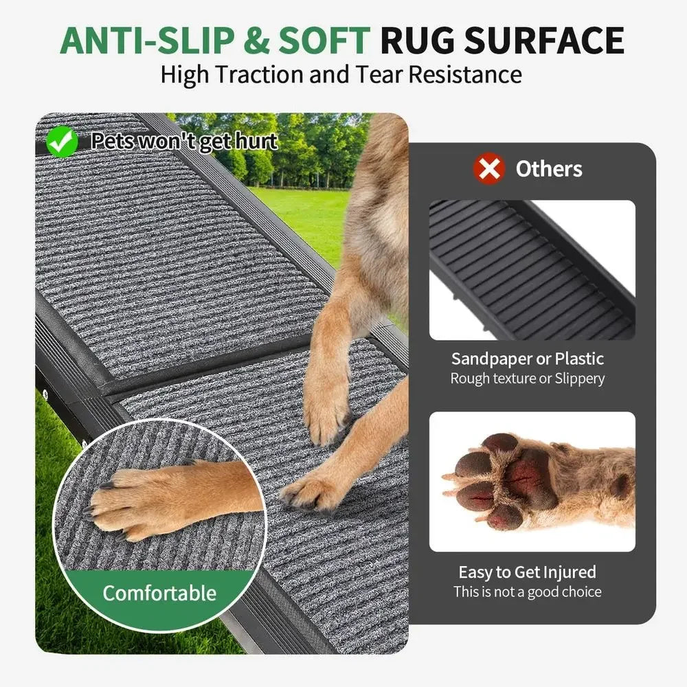 Portable 71 Pet Ramp with Extra Blanket, Non-Slip Surface for Medium to Large Dogs, Suitable for Cars, SUVs, and Trucks