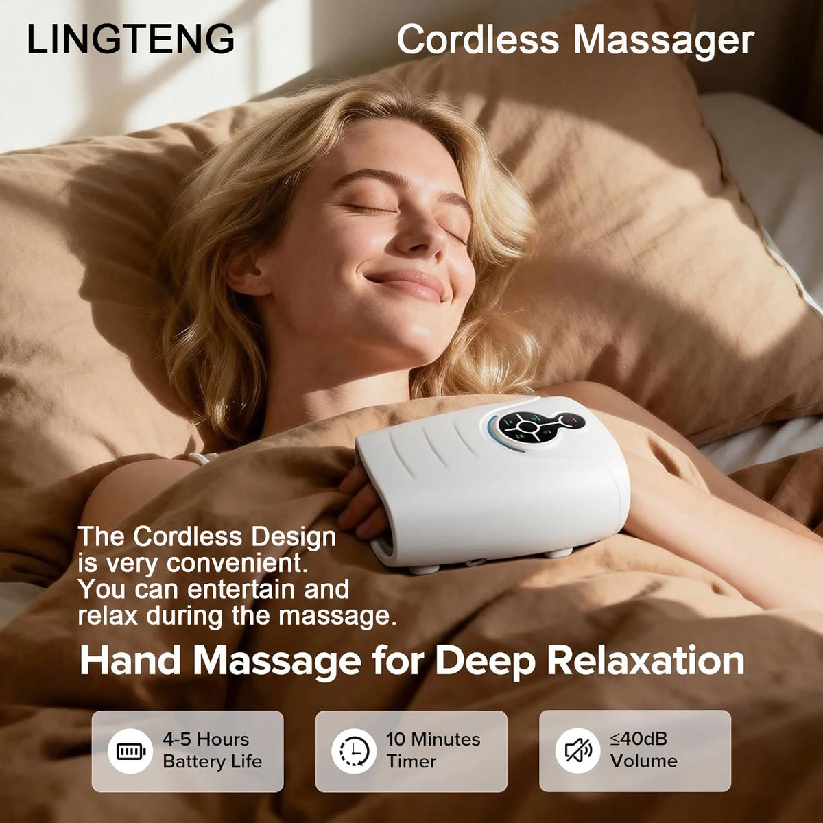 Lingteng Cordless Heated Hand Massager For Daily Relaxation