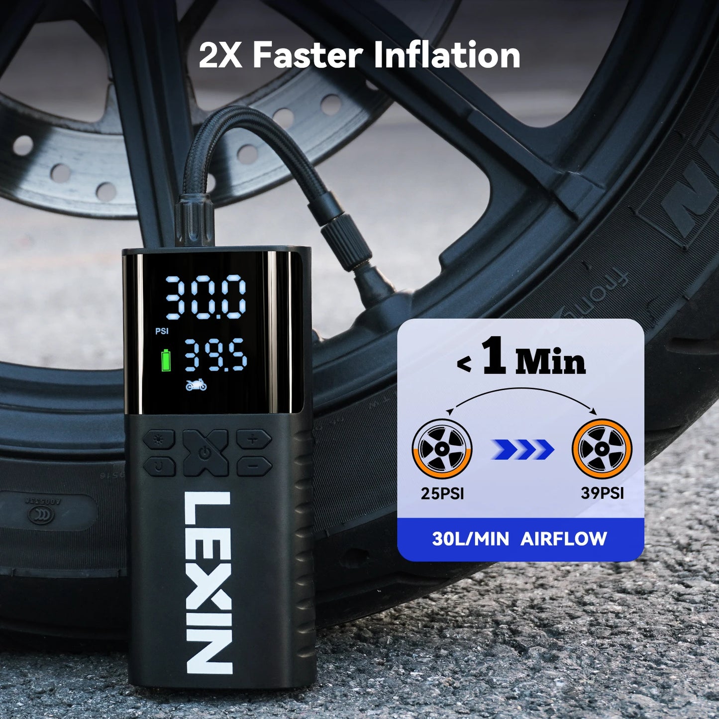 Lexin 4000mAh Smart Air Pump For Motorcycles And Bicycles