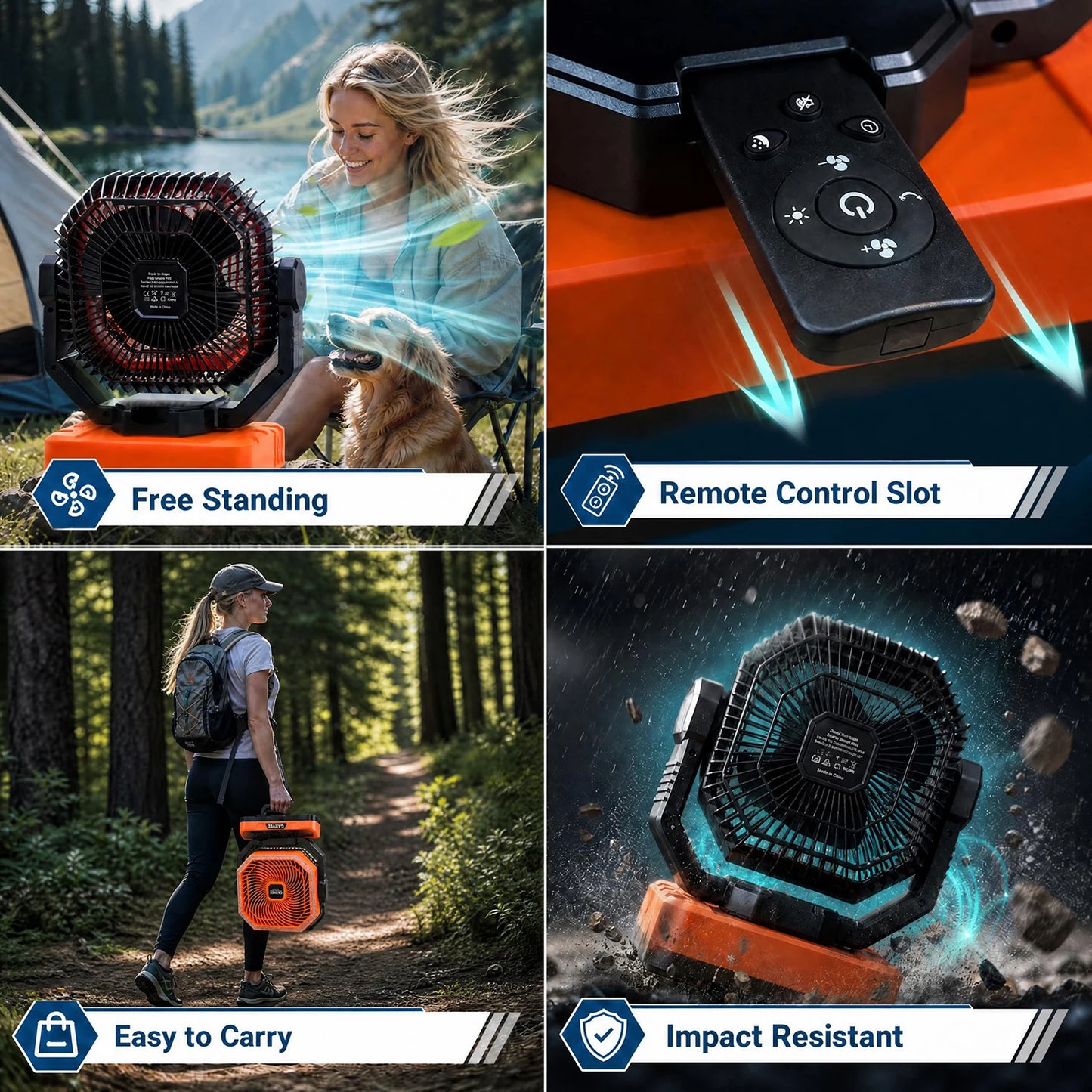 HiMISS Portable Camping Fan 40000mAh With Remote Timer LED Light