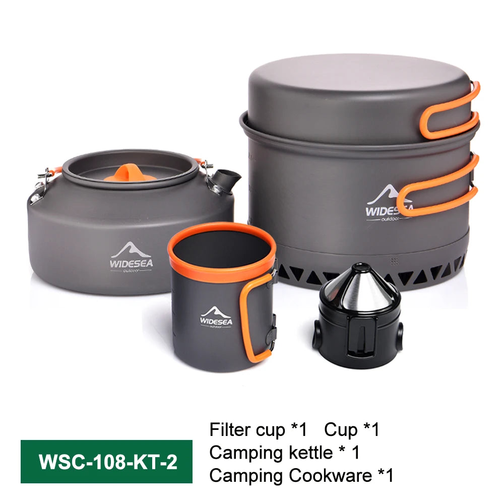 Widesea Outdoor Camping Cookware Set With Pots And Kettle