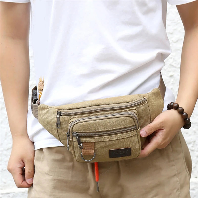 Canvas Chest Bag And Waist Pocket Pack