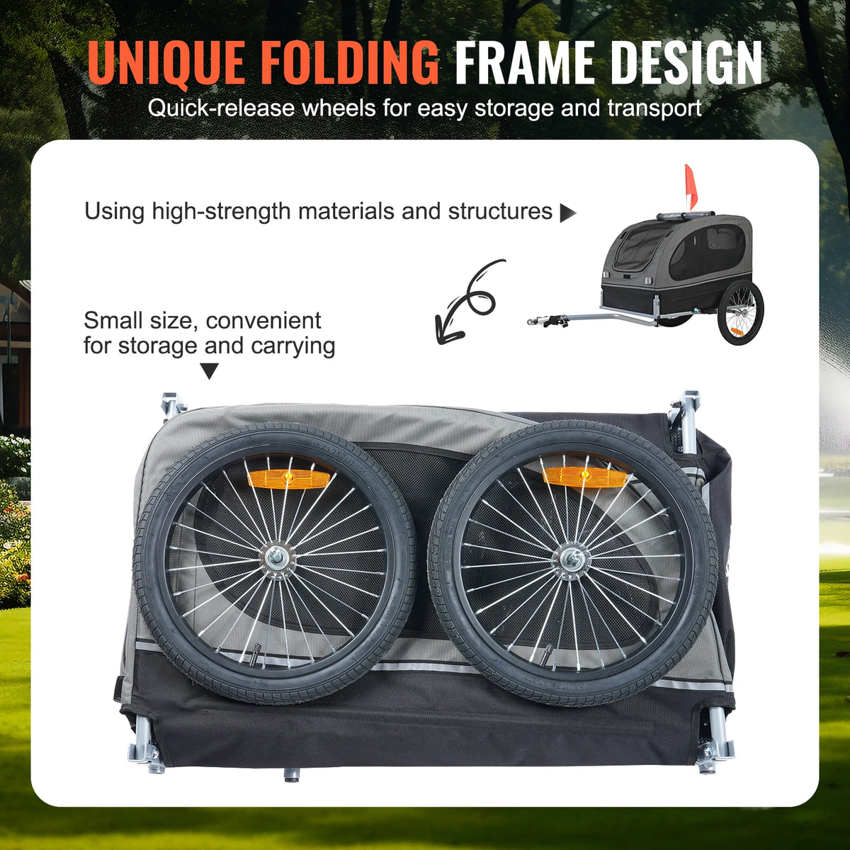 SucceBuy Collapsible Pet Dog Bike Trailer Carrier Reflectors Flag Wheels
