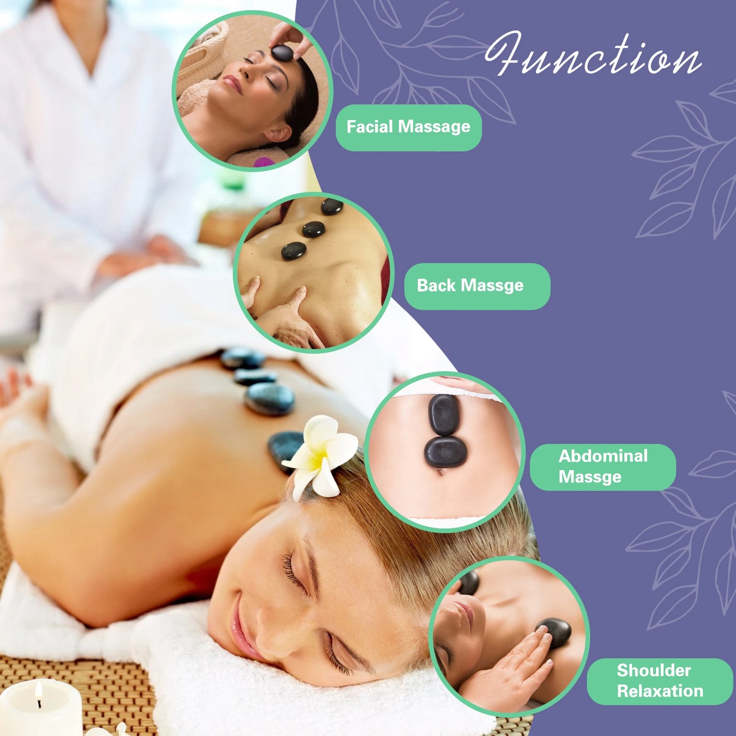 HolistHeal Professional Adjustable Hot Stone Massage Heater Set