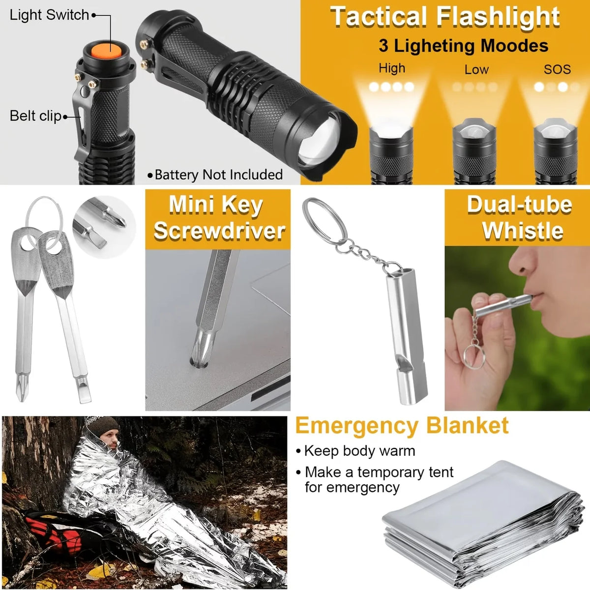 Professional Survival Outdoor Gear Set With Fire Starters