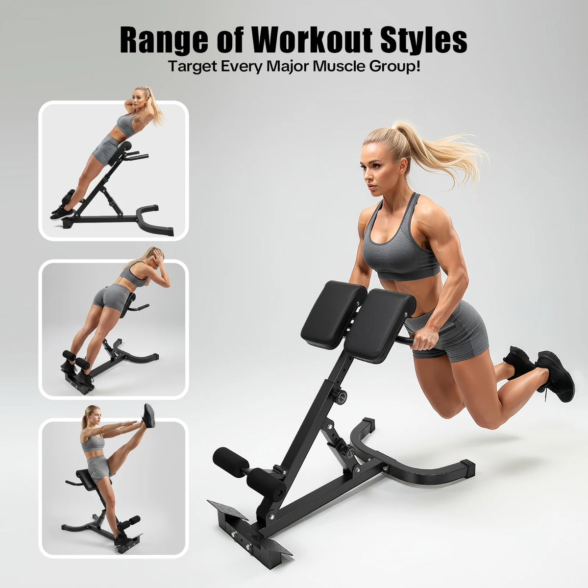 Hyperextension Bench With Adjustable Angles For Home Gym