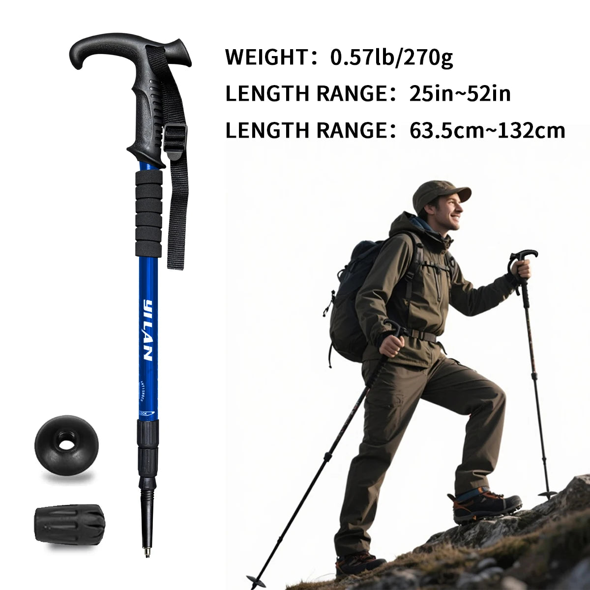 Ultralight Aluminum Hiking Poles With Shock Absorption And Quick Locking