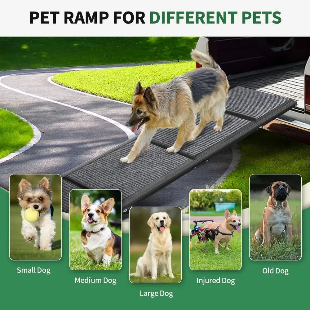 Portable 71 Pet Ramp with Extra Blanket, Non-Slip Surface for Medium to Large Dogs, Suitable for Cars, SUVs, and Trucks
