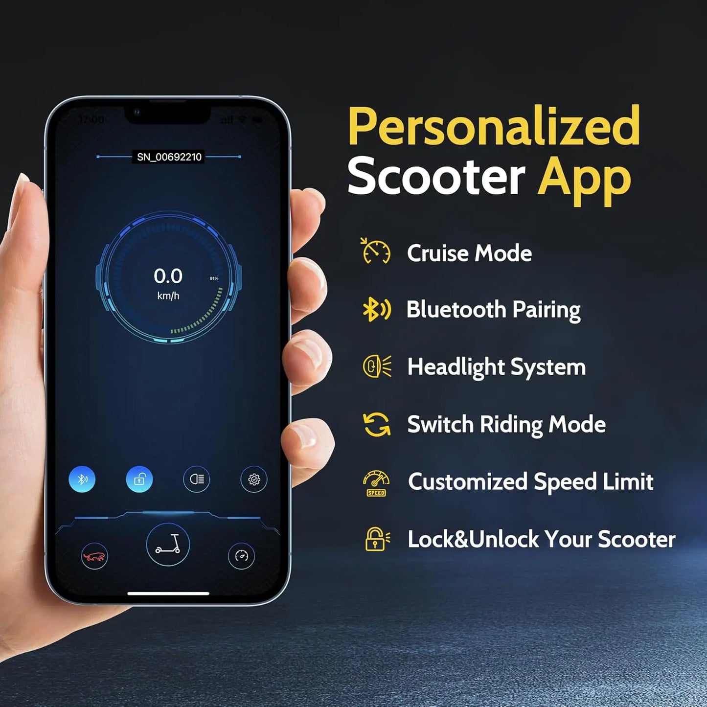 NAVIC T5 Electric Scooter 350W 19 MPH App Smart Control