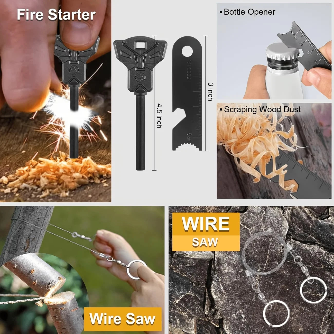 Professional Survival Outdoor Gear Set With Fire Starters
