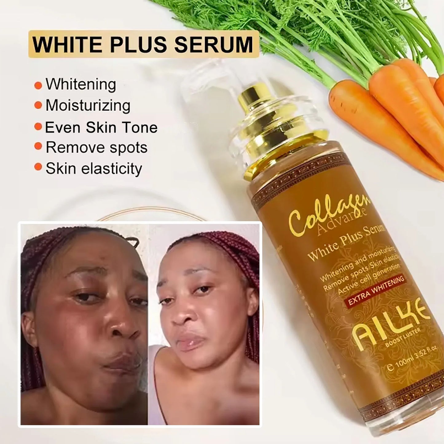 AILKE Skin Whitening Face Serum With Organic Collagen