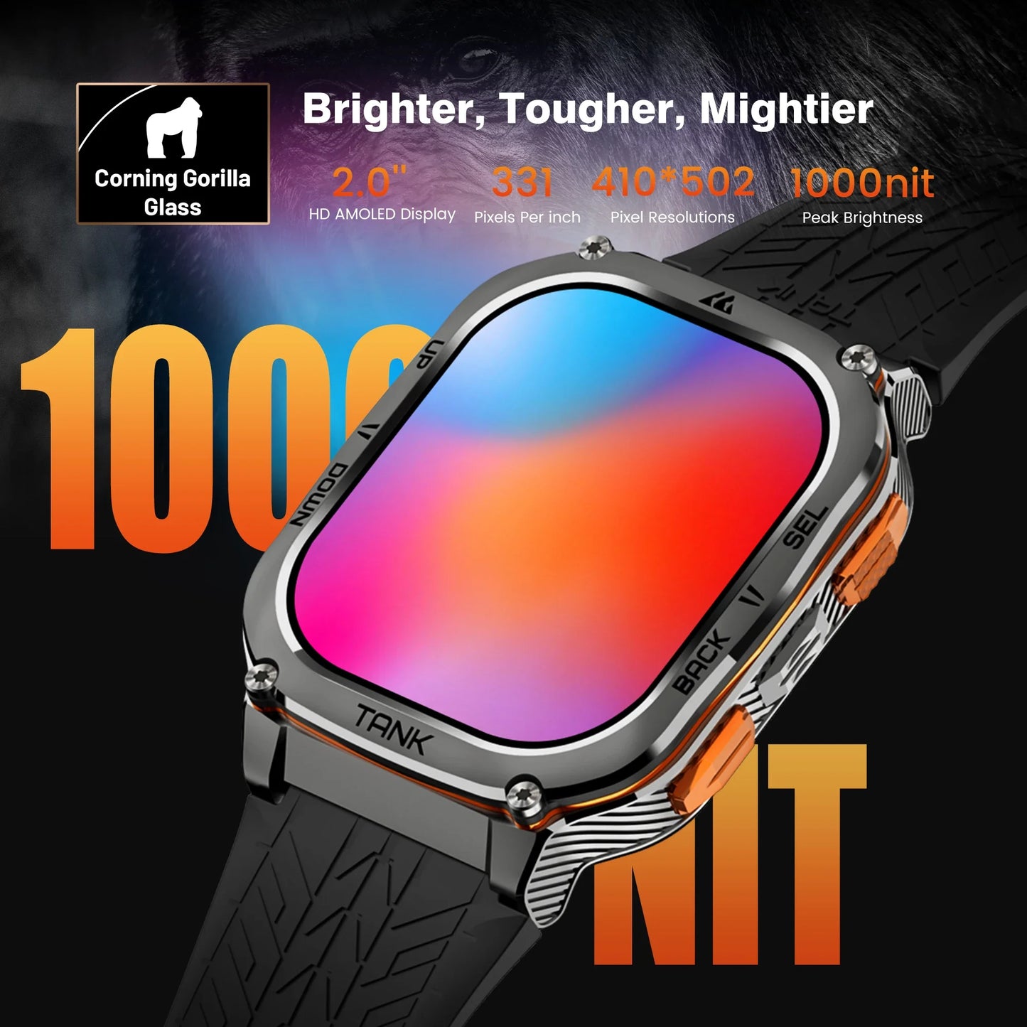 KOSPET Tank M3 Ultra GPS Smartwatch 5ATM IP69K Waterproof Health Monitor