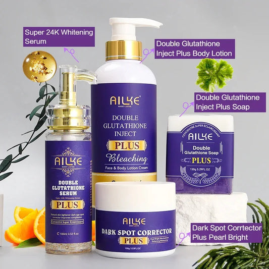 AILKE Glutathione Plus Whitening Skin Care Set For Even Tone