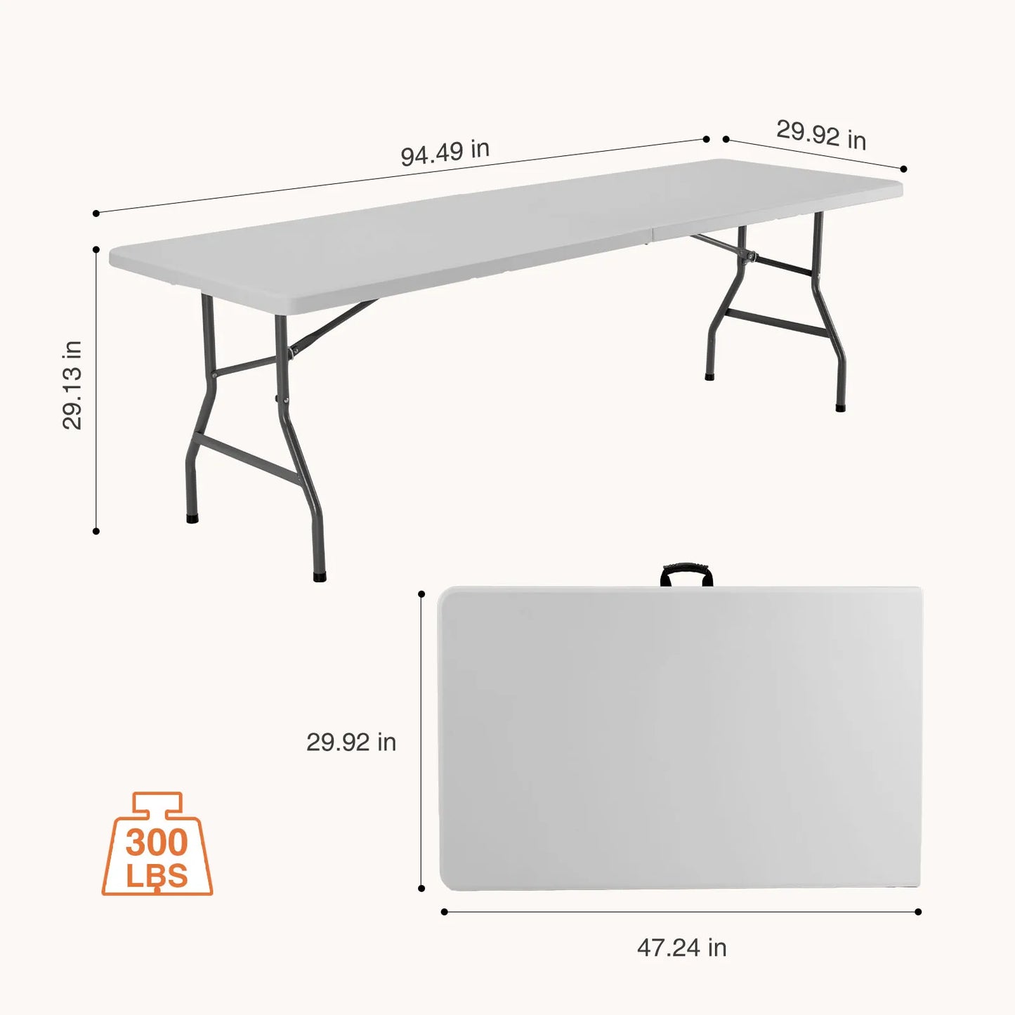 JHK Heavy Duty Folding Table Featuring Safety Lock Carry Handle