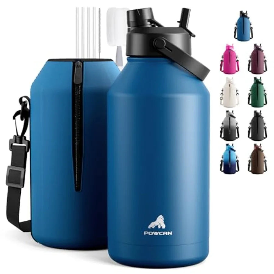 Leakproof Insulated Water Bottle With Straw Spout Lid