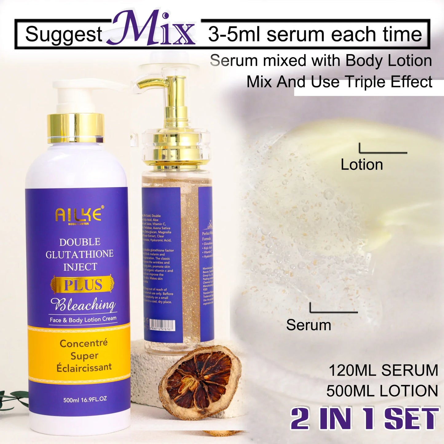 AILKE Glutathione Plus Whitening Skin Care Set For Even Tone