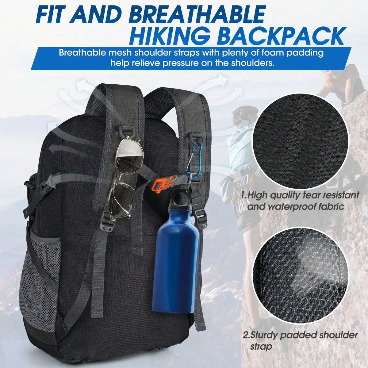 Lightweight Packable Hiking Backpack With Adjustable Straps