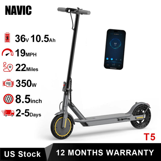 NAVIC T5 Electric Scooter 350W 19 MPH App Smart Control