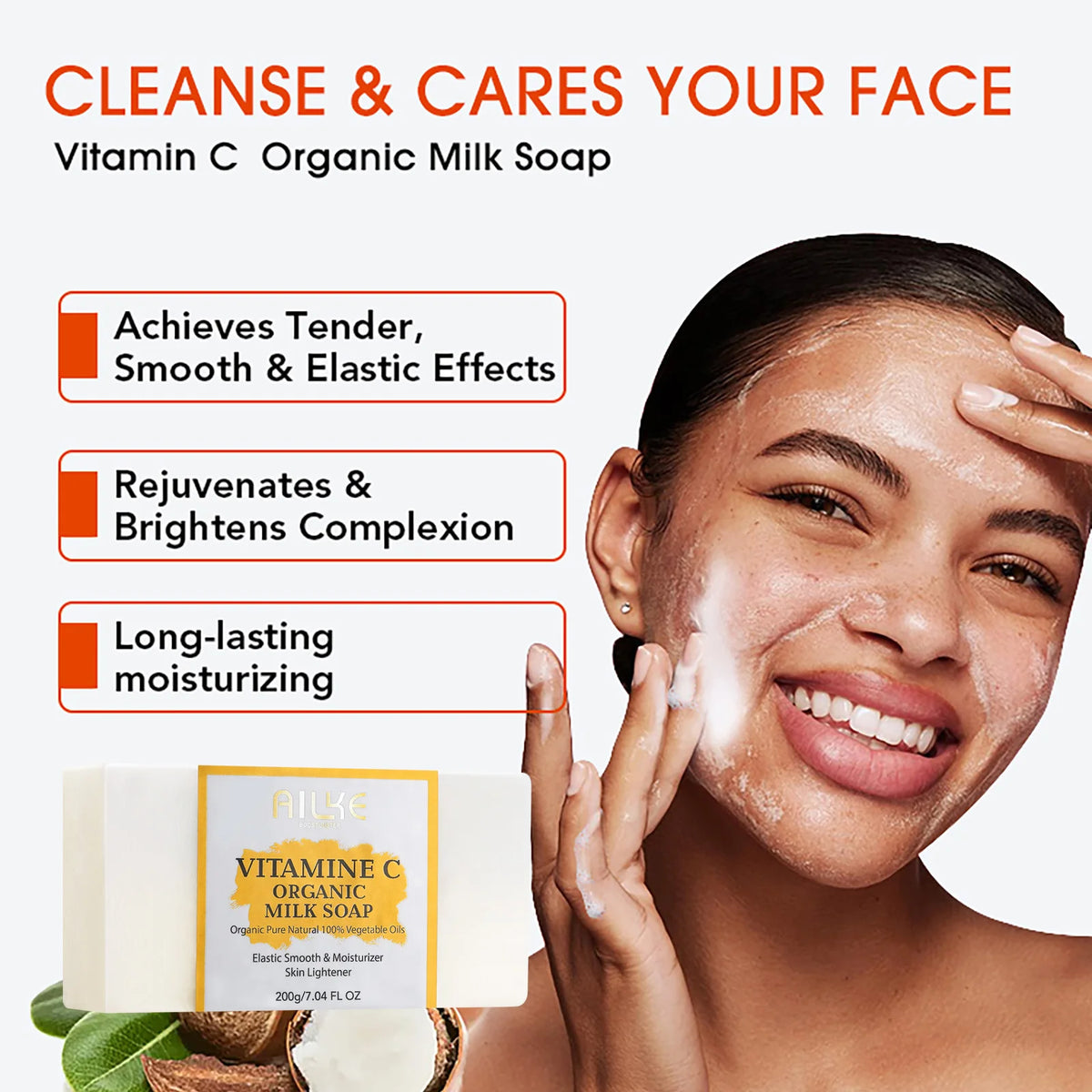 KYLIEFIT Ailke Organic Milk Soap Vitamin C Whitening
