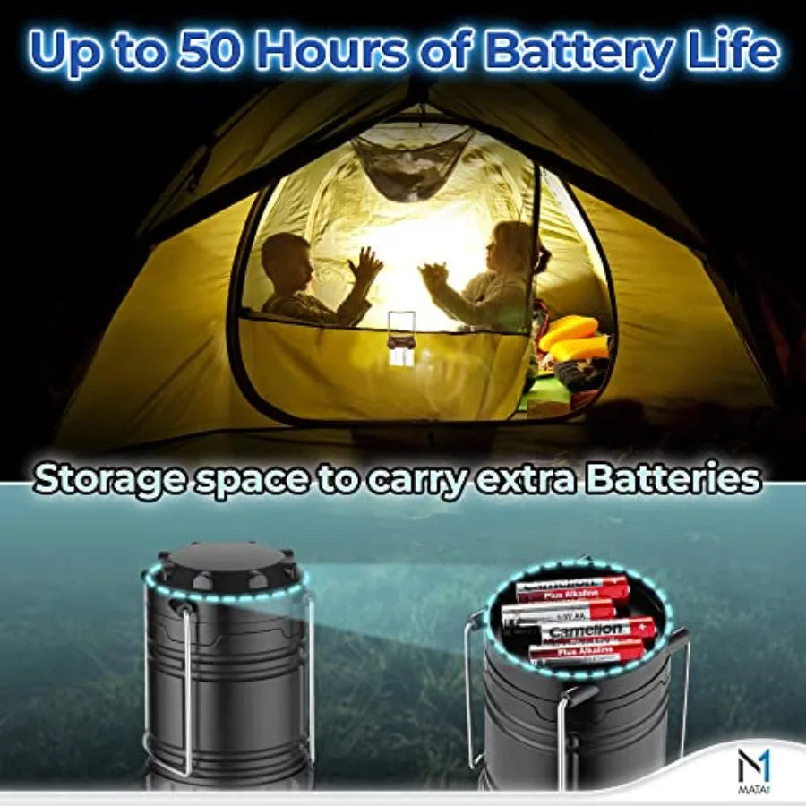 Usa Led Camping Lanterns 2 Pack Long Lasting Battery Powered Emergency Light