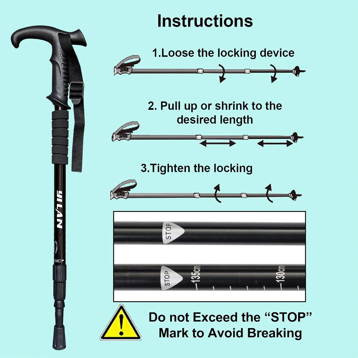 Ultralight Aluminum Hiking Poles With Shock Absorption And Quick Locking