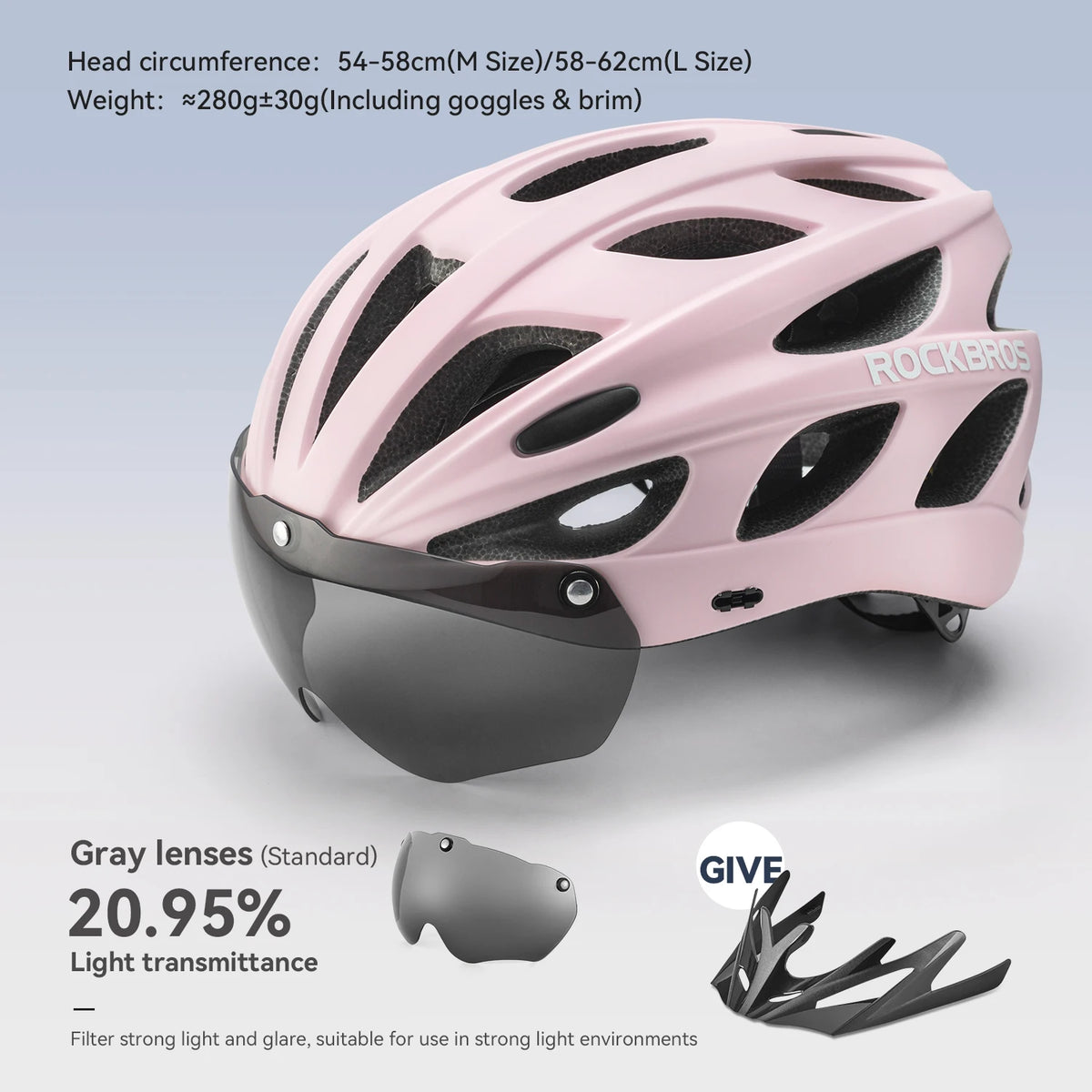 Rocbros Lightweight Integrated Cycling Helmet With Goggles For Men And Women